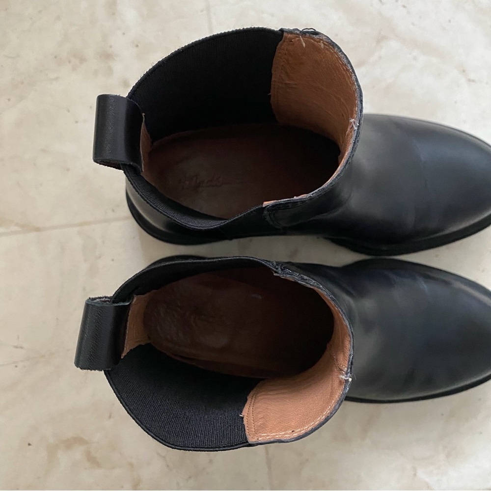 $198 Madewell Bradley Black Leather Chelsea Lugsole Ankle Boots Booties Size 6 - Picture 11 of 15